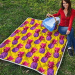 Purple EDM Pineapple Pattern Print Quilt