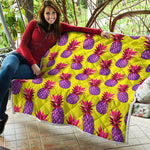 Purple EDM Pineapple Pattern Print Quilt