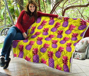 Purple EDM Pineapple Pattern Print Quilt