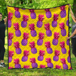 Purple EDM Pineapple Pattern Print Quilt