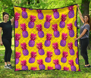 Purple EDM Pineapple Pattern Print Quilt