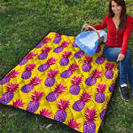 Purple EDM Pineapple Pattern Print Quilt