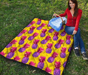 Purple EDM Pineapple Pattern Print Quilt