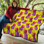 Purple EDM Pineapple Pattern Print Quilt