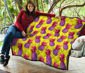 Purple EDM Pineapple Pattern Print Quilt