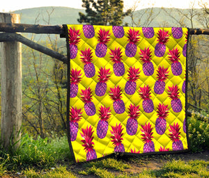 Purple EDM Pineapple Pattern Print Quilt