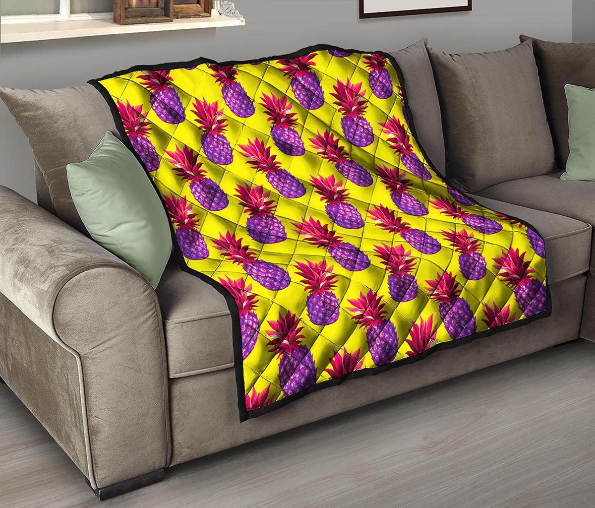 Purple EDM Pineapple Pattern Print Quilt