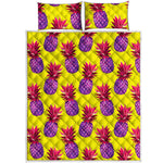 Purple EDM Pineapple Pattern Print Quilt Bed Set