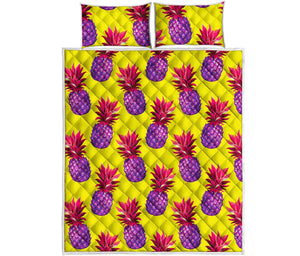 Purple EDM Pineapple Pattern Print Quilt Bed Set