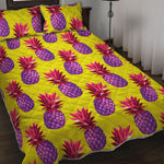 Purple EDM Pineapple Pattern Print Quilt Bed Set