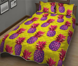 Purple EDM Pineapple Pattern Print Quilt Bed Set