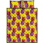 Purple EDM Pineapple Pattern Print Quilt Bed Set