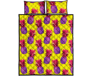 Purple EDM Pineapple Pattern Print Quilt Bed Set