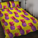 Purple EDM Pineapple Pattern Print Quilt Bed Set