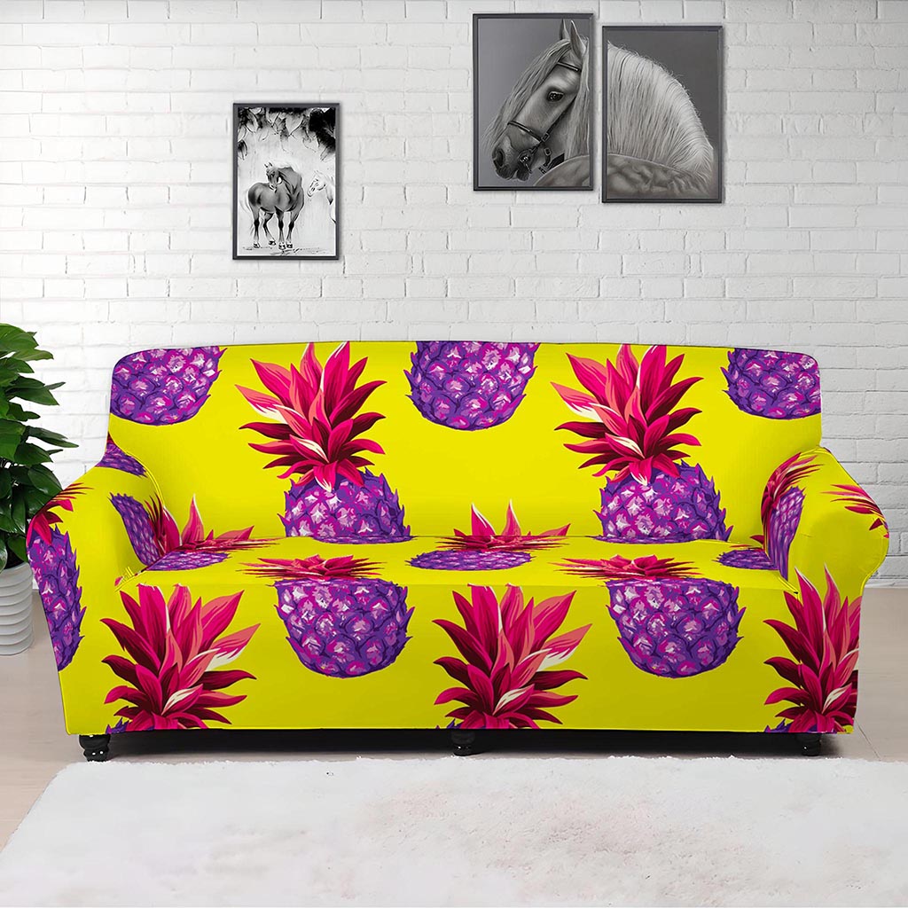 Purple EDM Pineapple Pattern Print Sofa Cover
