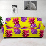 Purple EDM Pineapple Pattern Print Sofa Cover