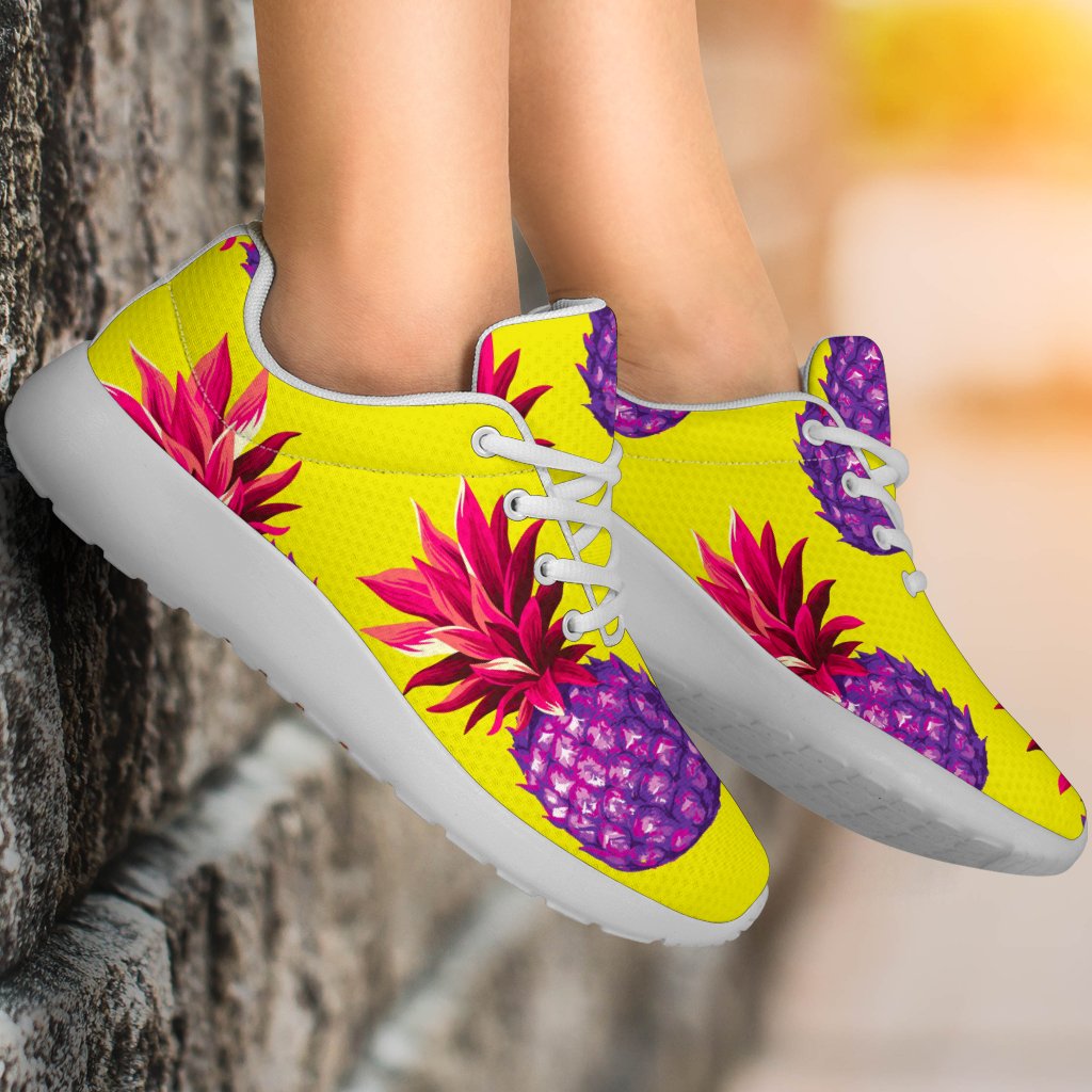 Purple EDM Pineapple Pattern Print Sport Shoes GearFrost