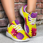 Purple EDM Pineapple Pattern Print Sport Shoes GearFrost