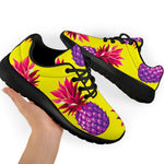 Purple EDM Pineapple Pattern Print Sport Shoes GearFrost