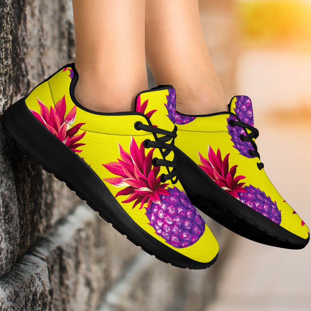 Purple EDM Pineapple Pattern Print Sport Shoes GearFrost