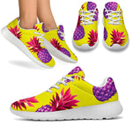 Purple EDM Pineapple Pattern Print Sport Shoes GearFrost