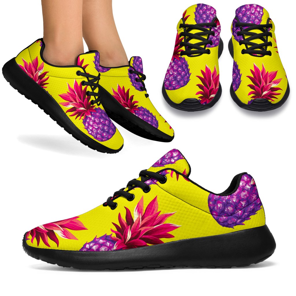 Purple EDM Pineapple Pattern Print Sport Shoes GearFrost