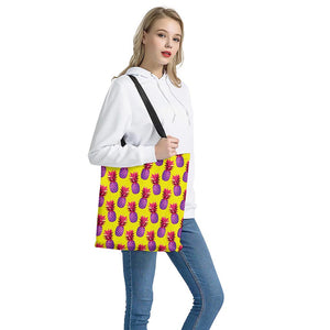 Purple EDM Pineapple Pattern Print Tote Bag