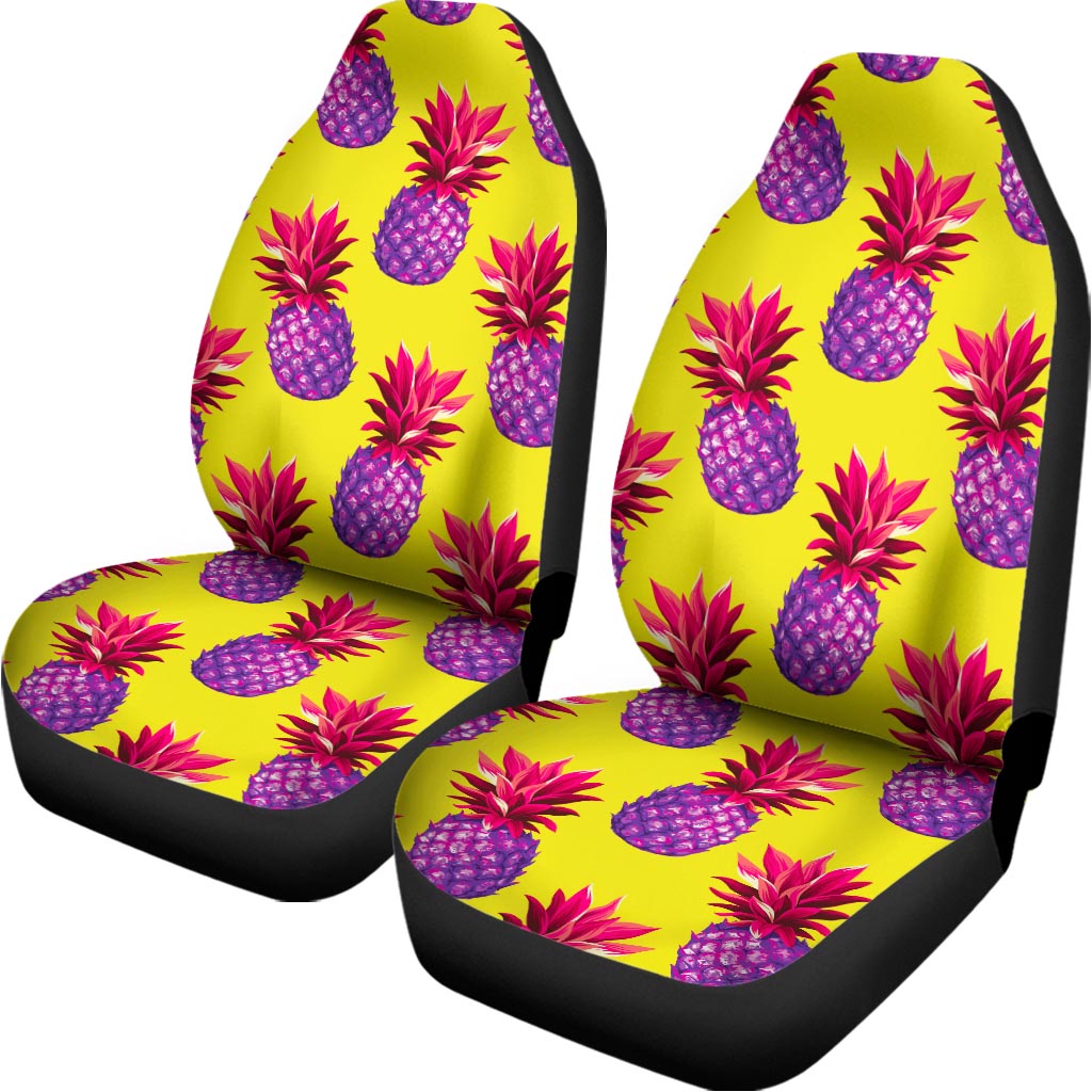 Purple EDM Pineapple Pattern Print Universal Fit Car Seat Covers