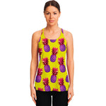 Purple EDM Pineapple Pattern Print Women's Racerback Tank Top