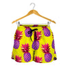 Purple EDM Pineapple Pattern Print Women's Shorts