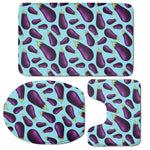 Purple Eggplant Pattern Print 3 Piece Bath Mat Set