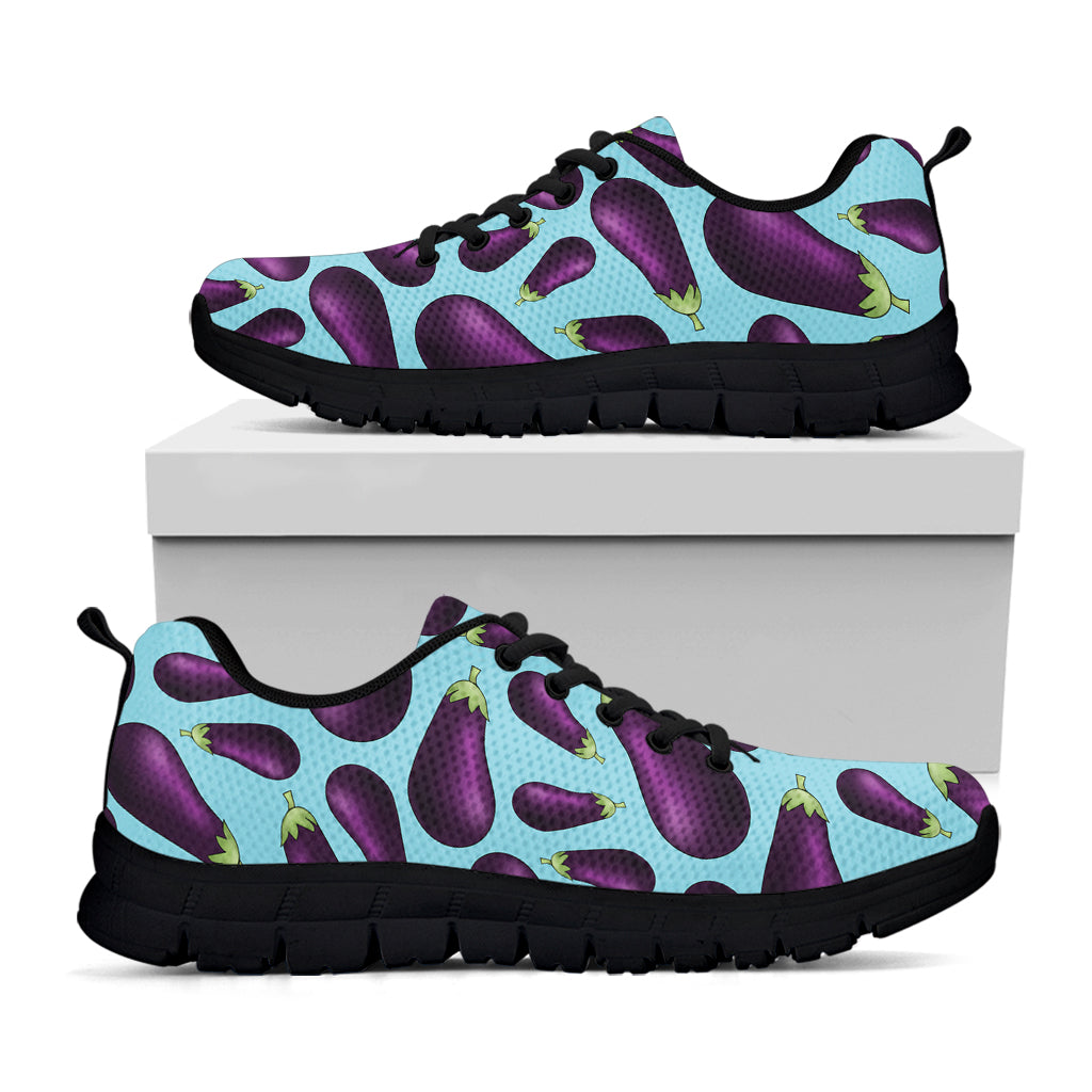 Purple Eggplant Pattern Print Black Sneakers