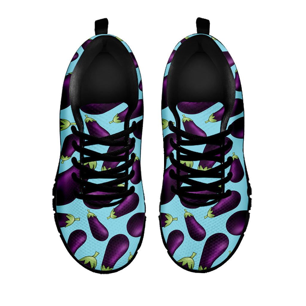 Purple Eggplant Pattern Print Black Sneakers