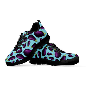 Purple Eggplant Pattern Print Black Sneakers