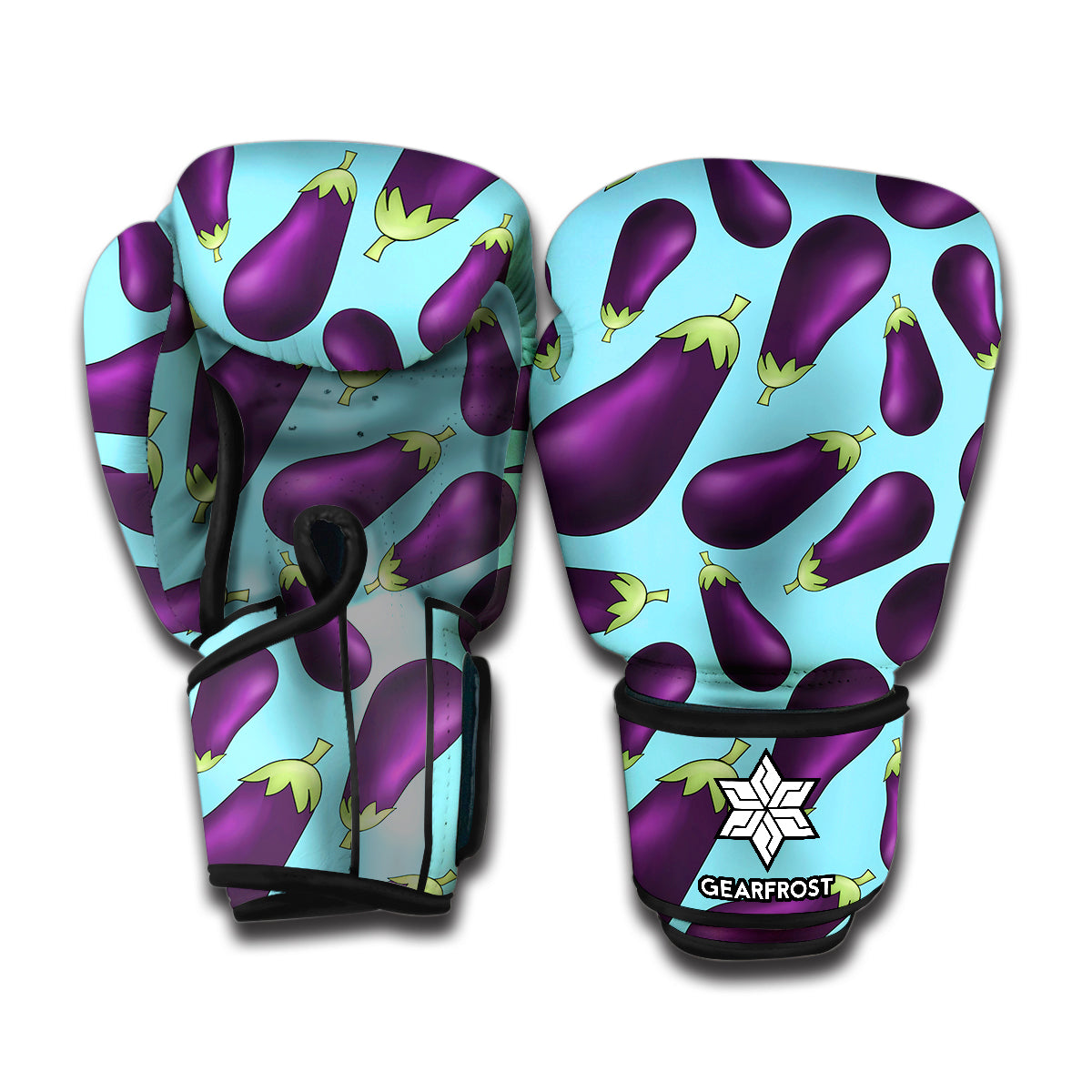 Purple Eggplant Pattern Print Boxing Gloves