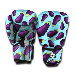 Purple Eggplant Pattern Print Boxing Gloves