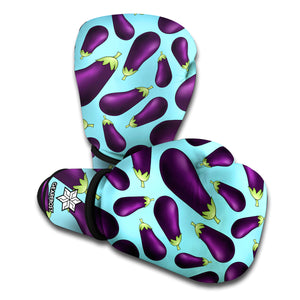 Purple Eggplant Pattern Print Boxing Gloves