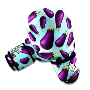 Purple Eggplant Pattern Print Boxing Gloves