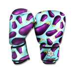 Purple Eggplant Pattern Print Boxing Gloves