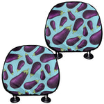 Purple Eggplant Pattern Print Car Headrest Covers