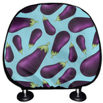 Purple Eggplant Pattern Print Car Headrest Covers