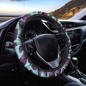 Purple Eggplant Pattern Print Car Steering Wheel Cover