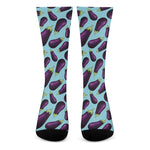 Purple Eggplant Pattern Print Crew Socks
