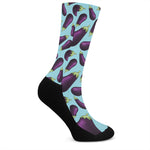 Purple Eggplant Pattern Print Crew Socks