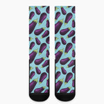 Purple Eggplant Pattern Print Crew Socks