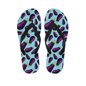 Purple Eggplant Pattern Print Flip Flops