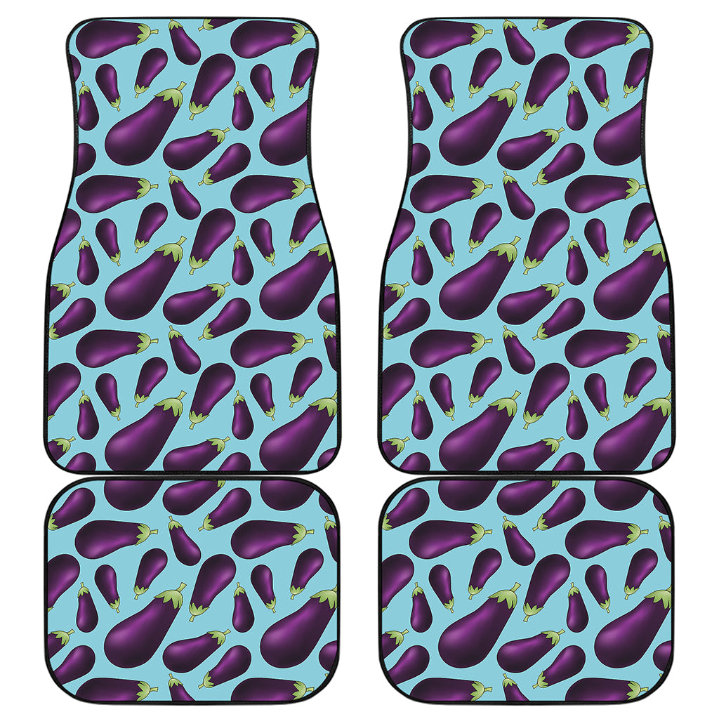 Purple Eggplant Pattern Print Front and Back Car Floor Mats