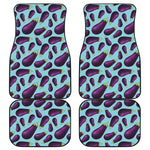 Purple Eggplant Pattern Print Front and Back Car Floor Mats