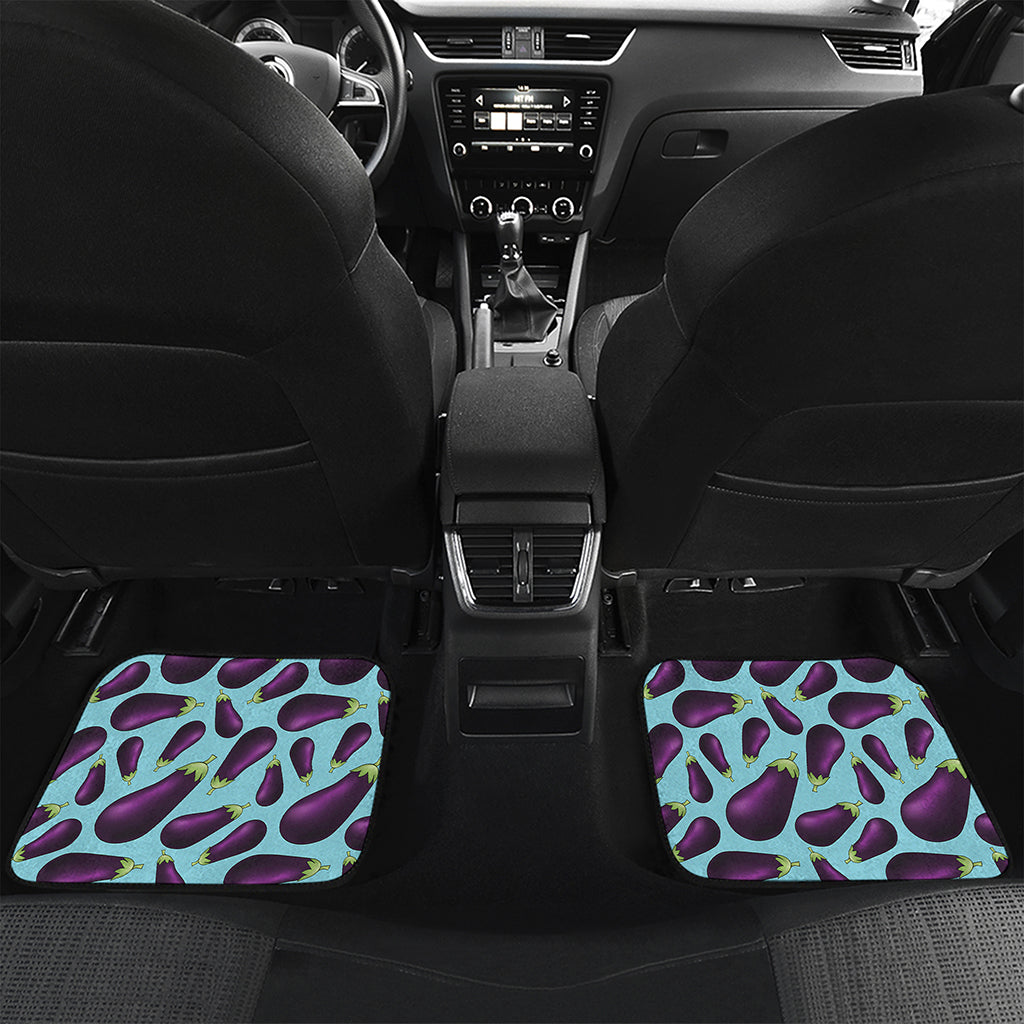 Purple Eggplant Pattern Print Front and Back Car Floor Mats