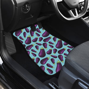 Purple Eggplant Pattern Print Front and Back Car Floor Mats